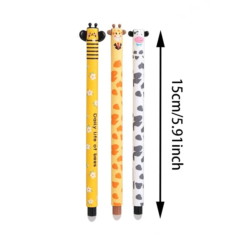 12 verschiedene Stile Niedlicher Tier-Motorstift 0,7mm Blaue Tinte Gelstift Löwe Elefant Einhorn Kugelschreiber mit Radierfunktion für die Schule – Detail 4