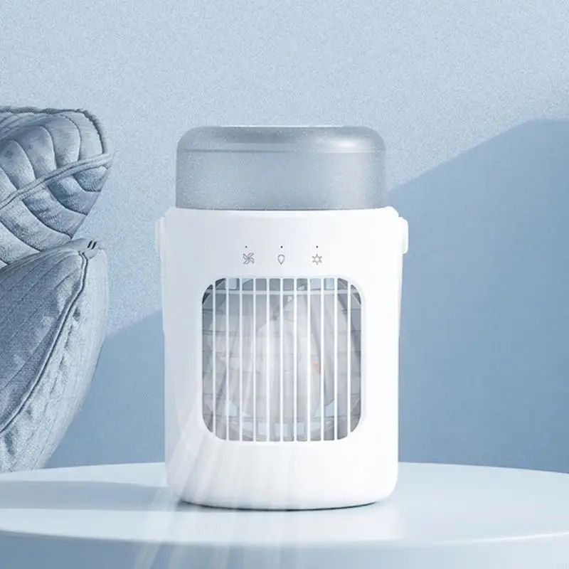 U1JE 휴대용 에어컨 팬 충전식 데스크탑 냉각 팬 3 속도 실내 실외 공간을위한 설정 테이블 팬