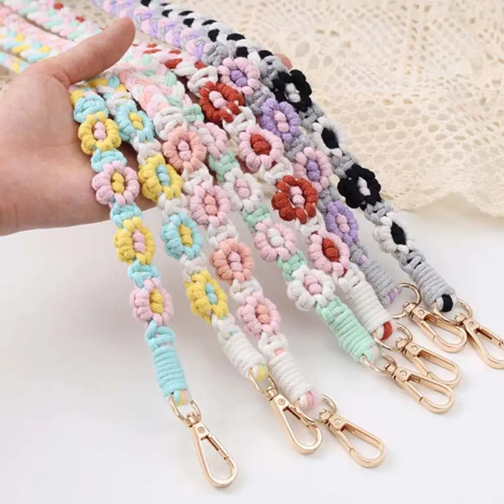 Geweven Boho Telefoonhoesje Touw Daisy Bloem Handgemaakte Gehaakte Macrame Tas Riem Doe-Het-Zelf Ambachtelijke Accessoires Koreaanse Stijl