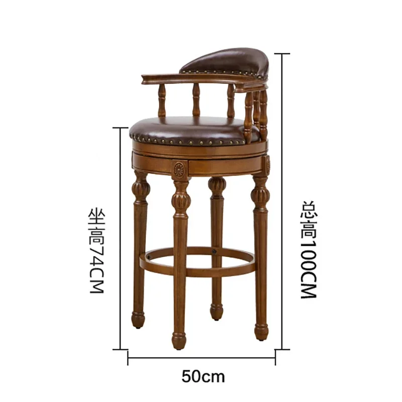 Vintage Aesthetic Bar Chairs Brown Premium Luxury Living Room Bar Stool High Quality Cushion Sedie Sala Da Pranzo Home Furniture