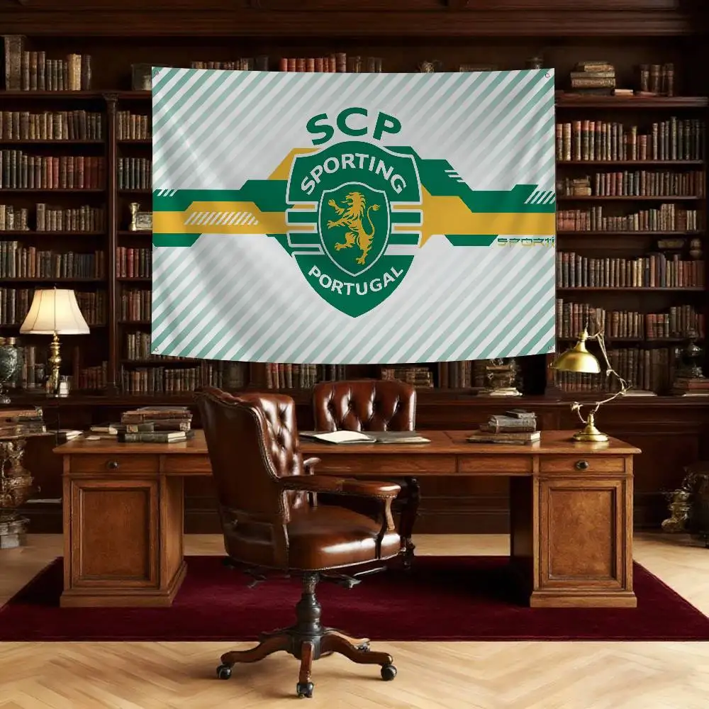 Cool S-Sporting Clube De Portugal SCP Flag Banners Four Hole Flag Polyester Outdoor Decor Room Aesthetic