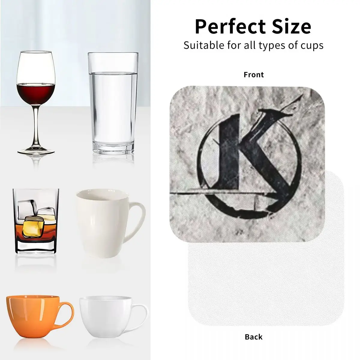 Black Kaamelott Logo On A Gray Background Coasters Kitchen Placemats Non-slip Cup Coffee Mats For Home Tableware Pads Set of 4 image 4