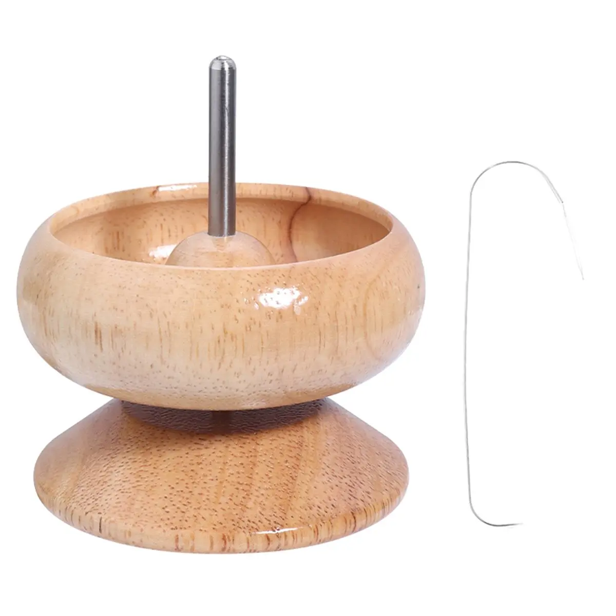 Budget-Friendly-1 Set Wooden Beading Tools Beads Storage Bowl with Needle for DIY Bracelet Neckalce Jewelry Craft Beading Suppli