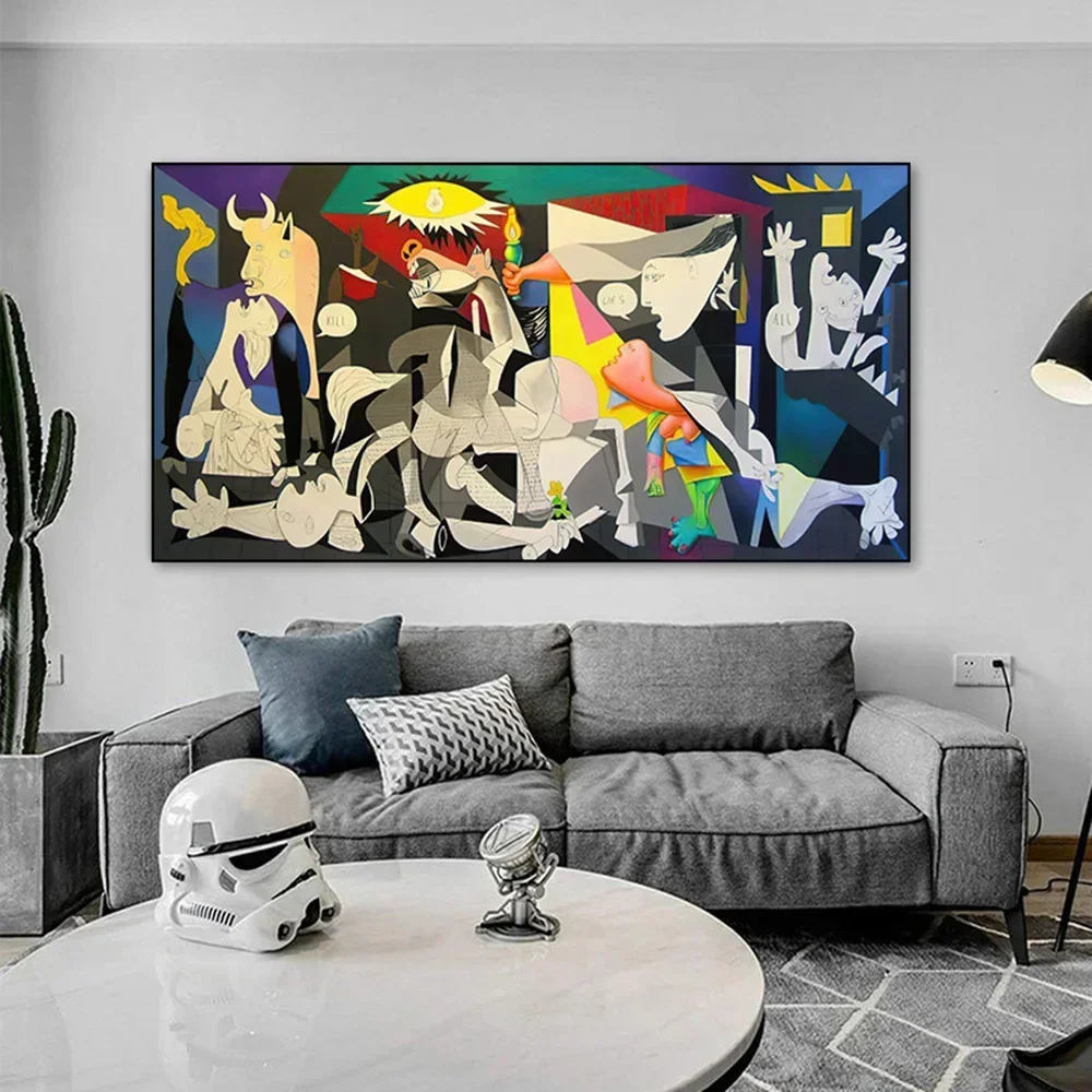 بيكاسو اللوحة الشهيرة Guernica قماش جدار الفن مجردة الملصقات والمطبوعات جدار صور لغرفة المعيشة ديكور المنزل