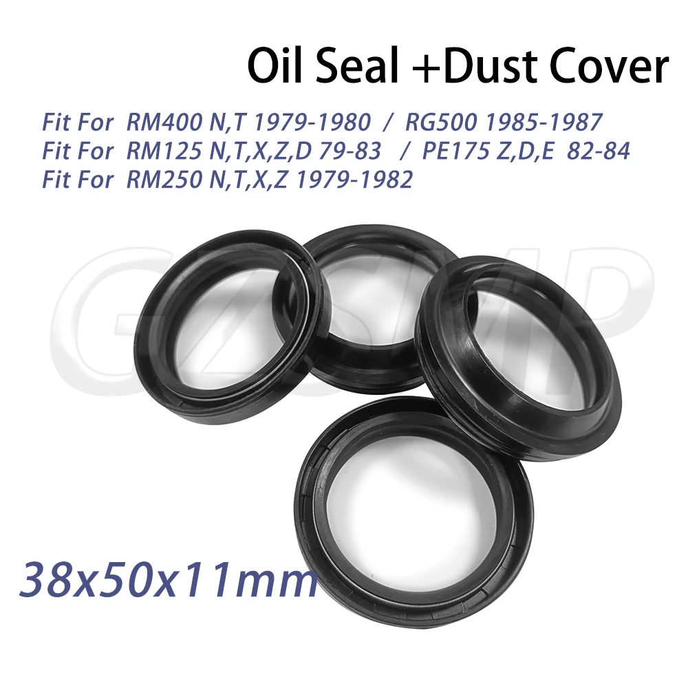 

38x50x11 Fork Oil Seal Dust Cover Fit for Suzuki RM400 79-80 RG500 85-87 RM125 79-83 RM250 79-82 PE175