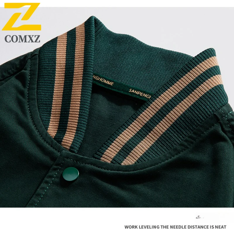 COMXZ Versatile Baseball Jacket 2025 New Loose Fit Casual Adventure Jackets Mens Sport Baseball Collar Spring Autumn Outerwear