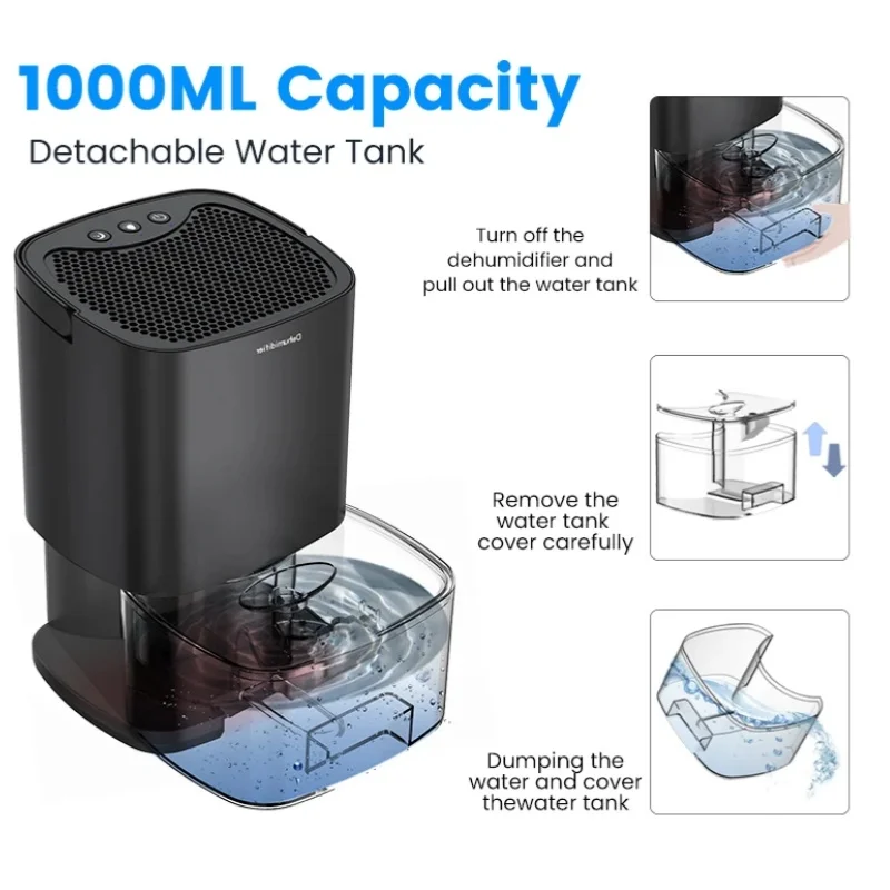 380ml desumidificador de ar inteligente portátil mudo mini desumidificador quarto escritório silencioso absorção de umidade pequeno desumidificador