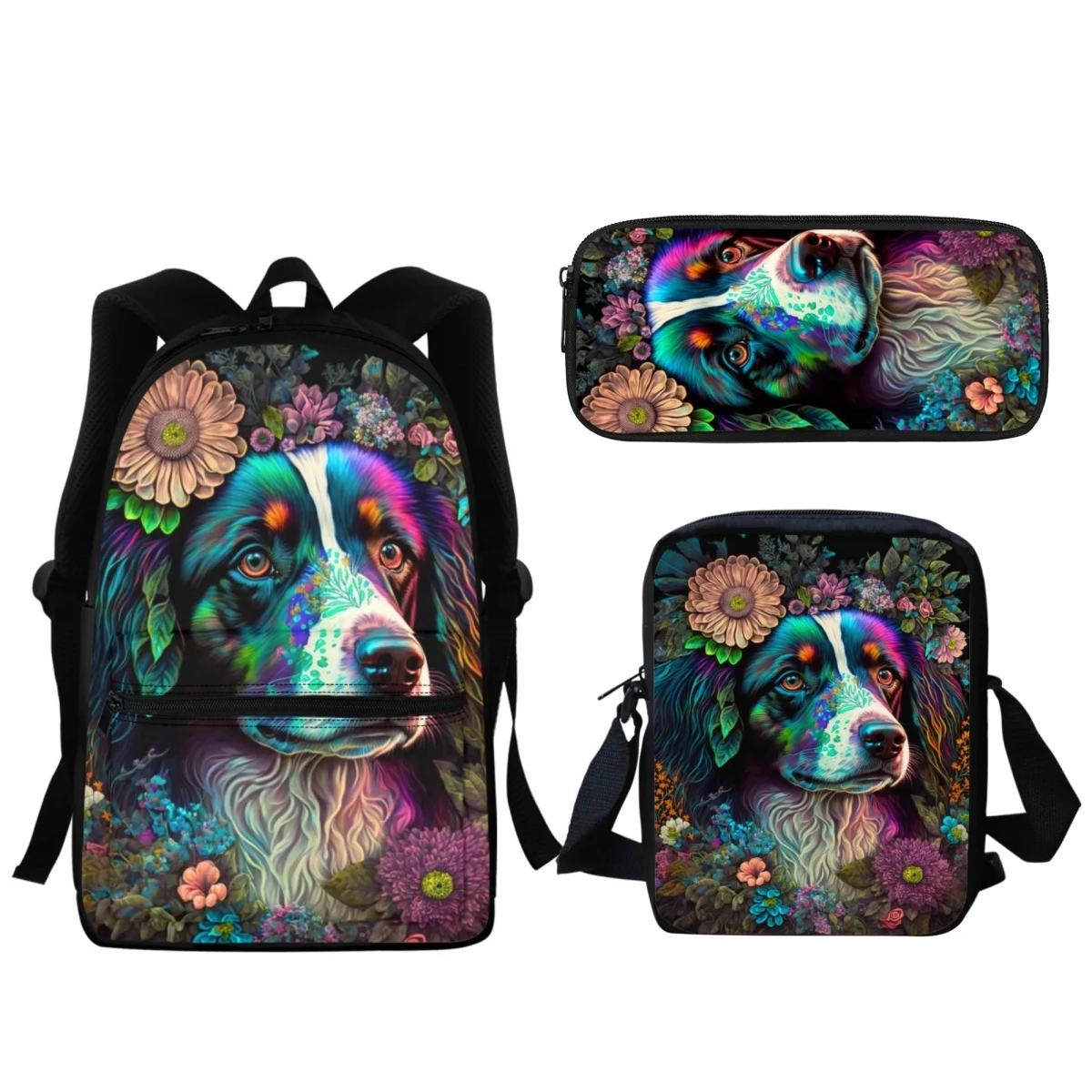 Buldogue francês Art Print Mochila para meninas, saco do portátil de grande capacidade, bonita moda estudante escola saco, senhoras mochila