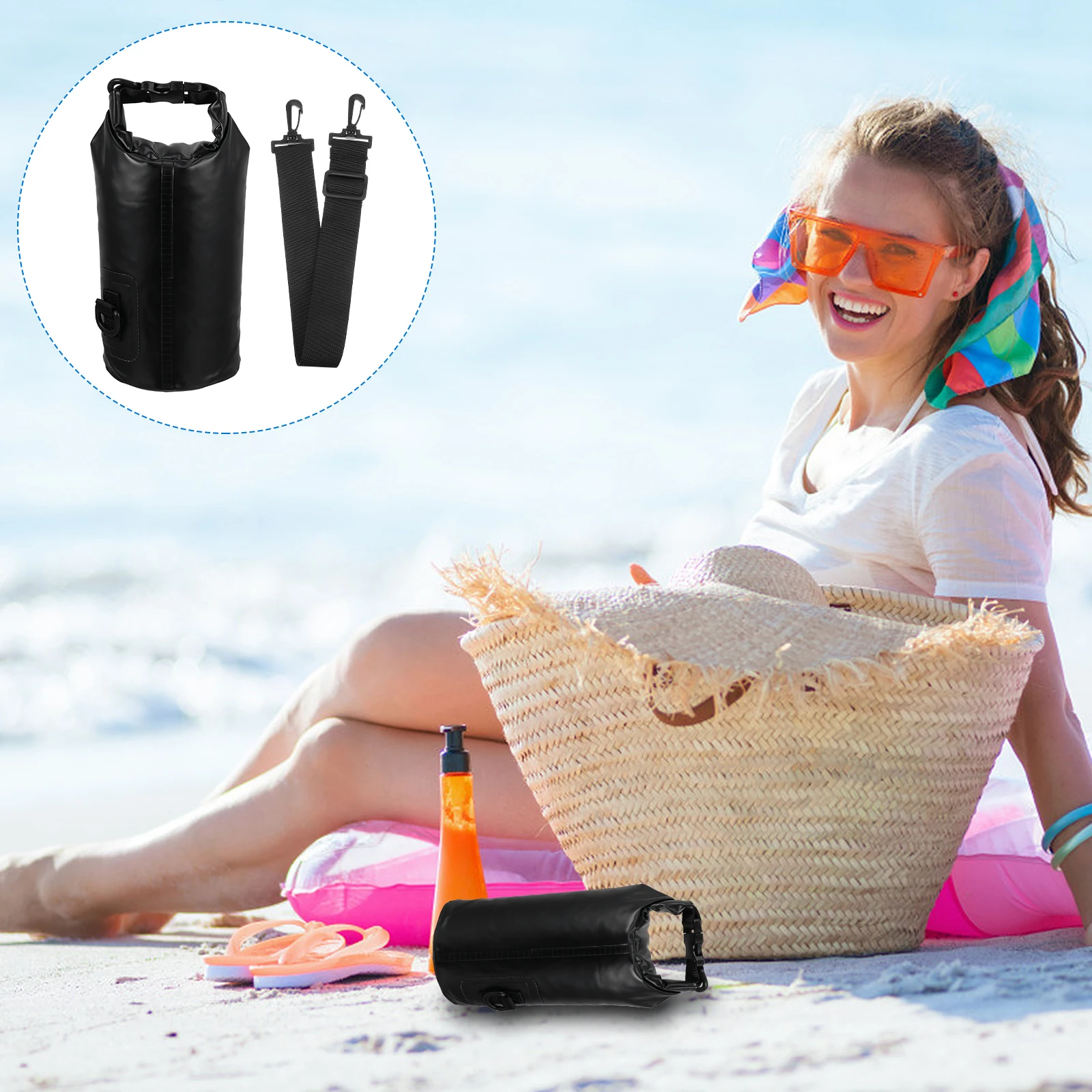 

PVC Waterproof Bucket Bag 1 Portable Storage Pouch White Floating Bags for Rafting Swimming Outdoor Boat Accessories