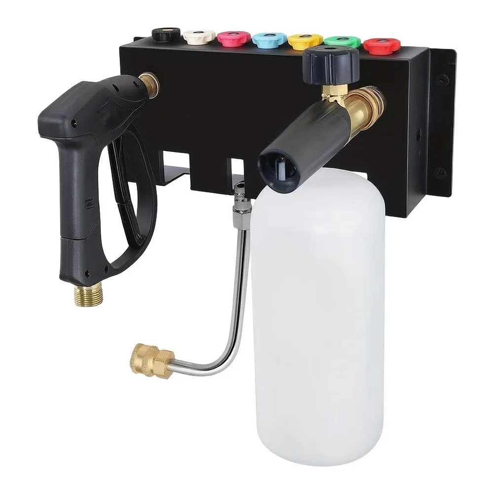 Robust Wall Mounted Metal Rack for Organizing Pressure Washer Accessories Like Foam Bottles Spray Wands Nozzles and Trigger
