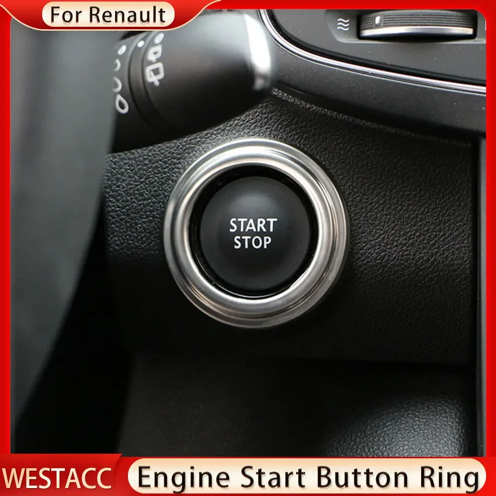 Car Ignition Key Hole Ring Engine Start Stop Button Sticker Cover for Renault Koleos for Samsung QM6 2016 - 2021 Accessories