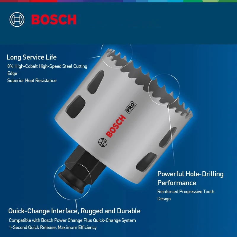 Bosch Lochsäge Professional Pro Series Bimetall-Kobalt-Hohlbohrer für Holz und Metalle Durchmesser 20-76mm Bohrer-Zubehör – Detail 7