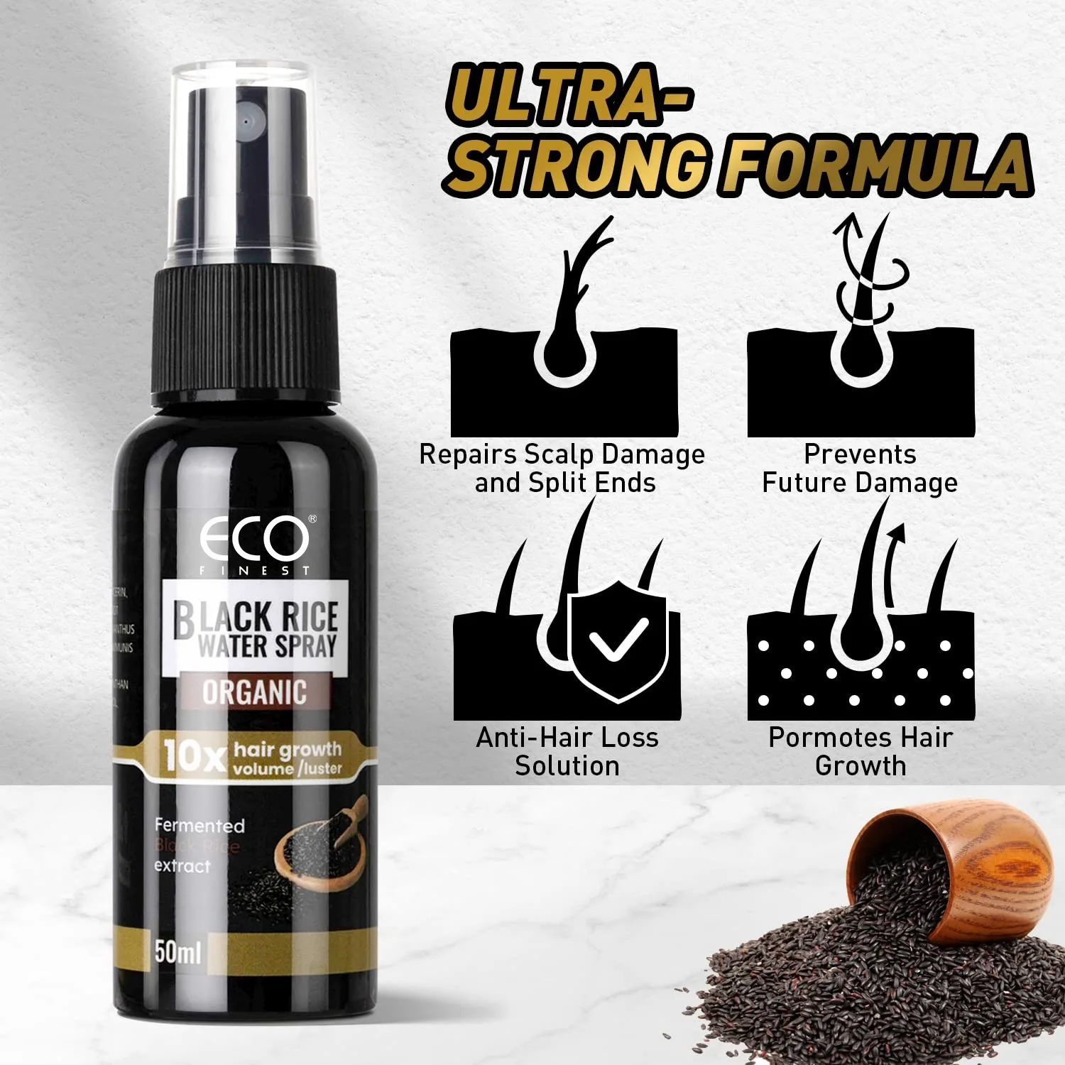 Hair Essential Oil Soft Smooth Hair Black Rice Water Spray For Thicker Hair