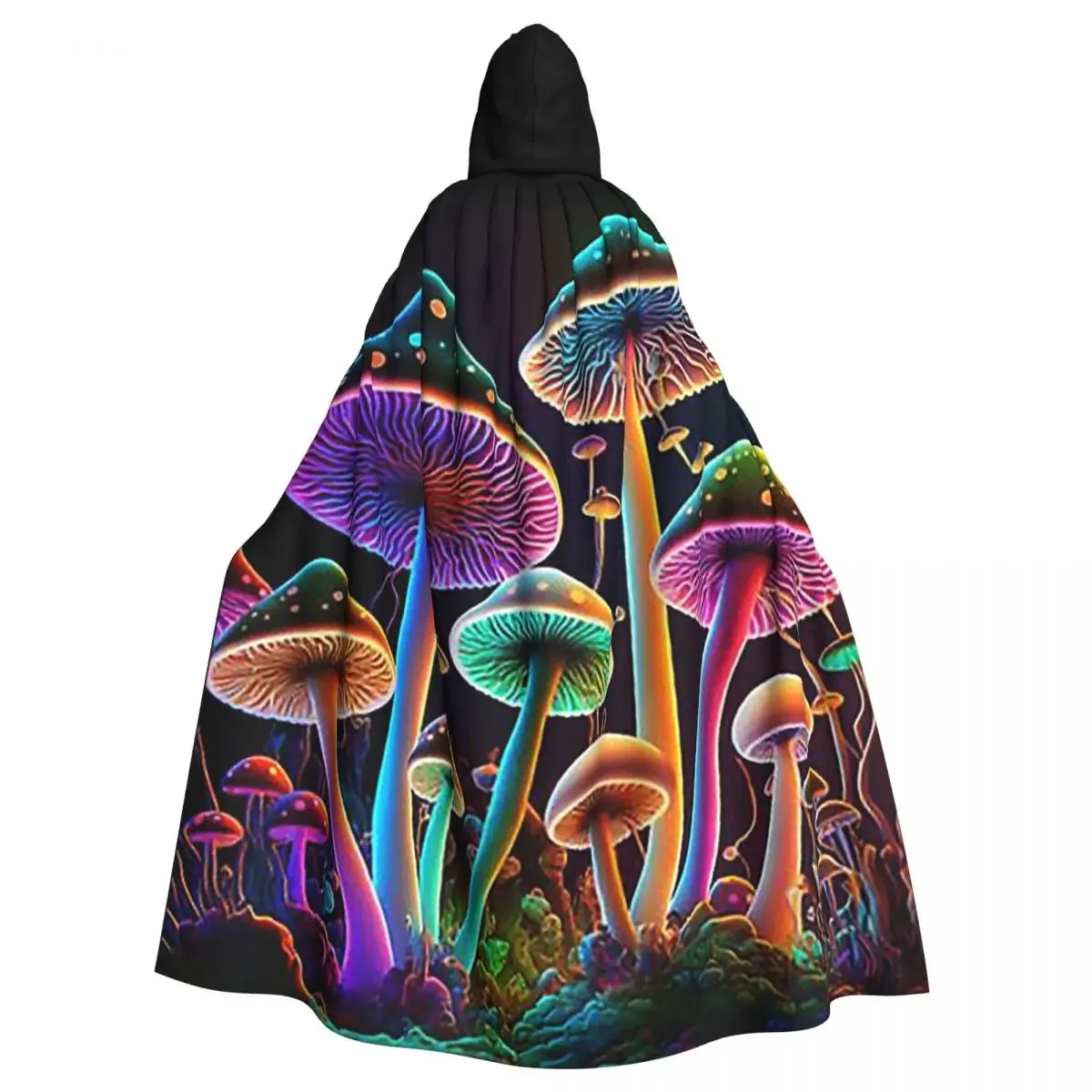 

Psychedelic Magic Rainbow Mushrooms Trippy Mushroom Long Hooded Cloak Witch Medieval Costume Cosplay Cape HalloweenParty Unisex