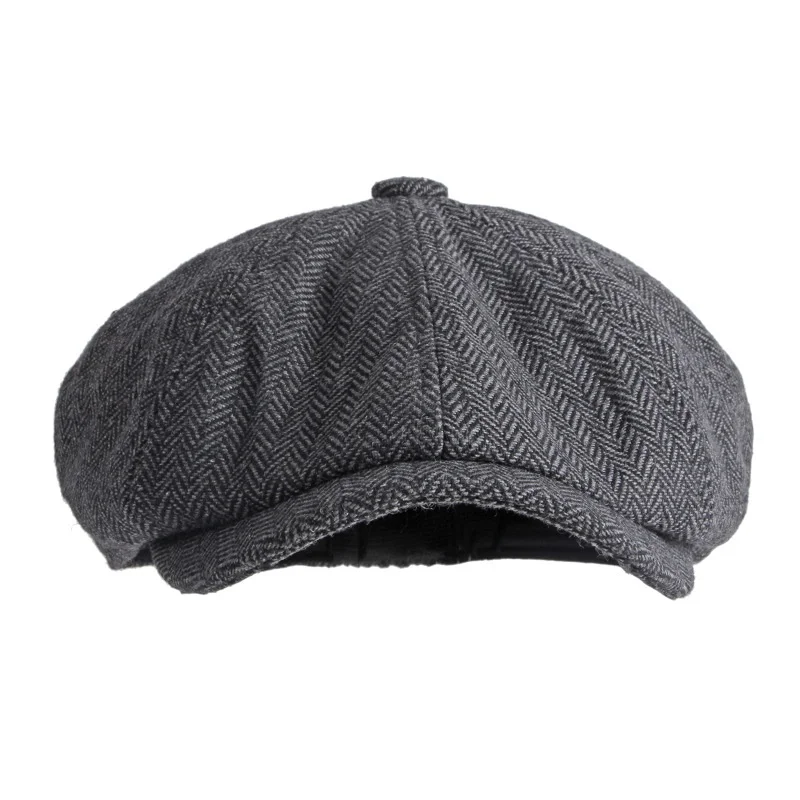 Men Women Wool Newsboy Caps Herringbone Flat Caps Coffee British Gatsby Caps Autumn Winter Warm Woolen Hats Gorras