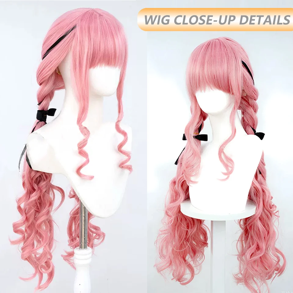 80cm Cosplay Wig Pink Long Curly Twist Braid Double Ponytail Wigs Anime Nikki Cosplay Costumes Wig Heat Resistant Synthetic Hair view 4