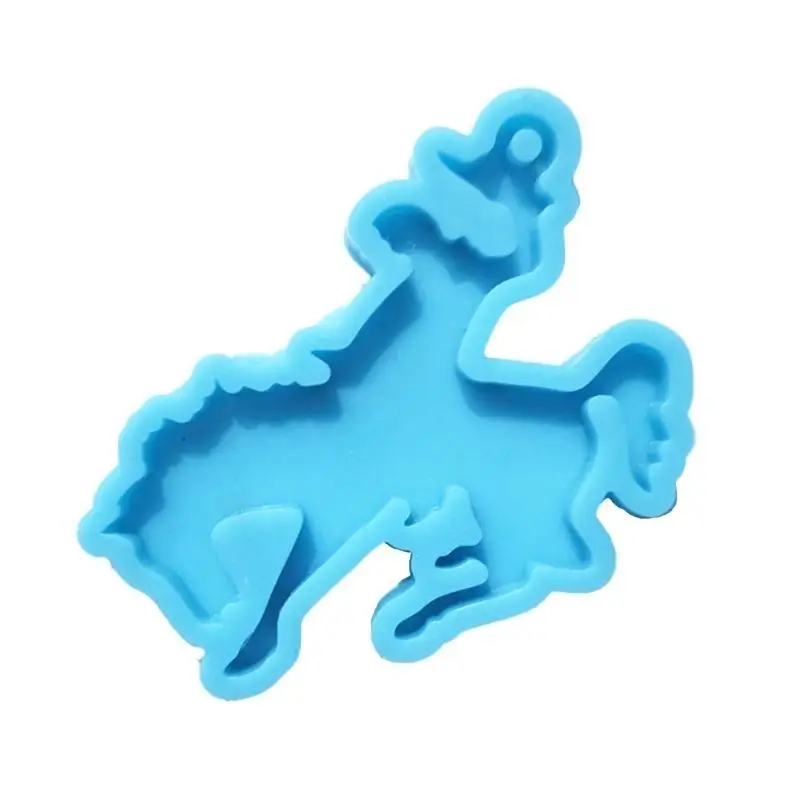 A52E Cowboy Hat Horse Keychain Silicone Mold with Hole Pendant Handmade Mold
