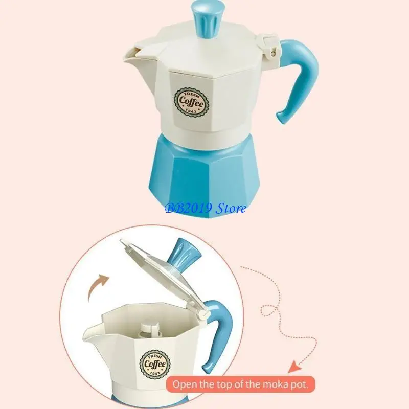 Q0KB Model Coffee Maker Set for w/ Pot & Cup Pretend for Play Realistic Bakery Toy Dollhouse Accessory Cooking Toy for Toddle