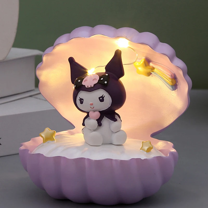 

Sanrio Toy Kuromi Cinnamonroll My Melody Led Light Creative Shells Anime Characters Night Light Bedside Decor Lamp