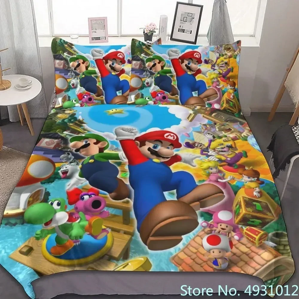 2024 Cozy Baby Bedding Set with Anime Super Mario Anime 3D Duvet Cover for Child Kids Teens Adult Home Textile Quilt Cover