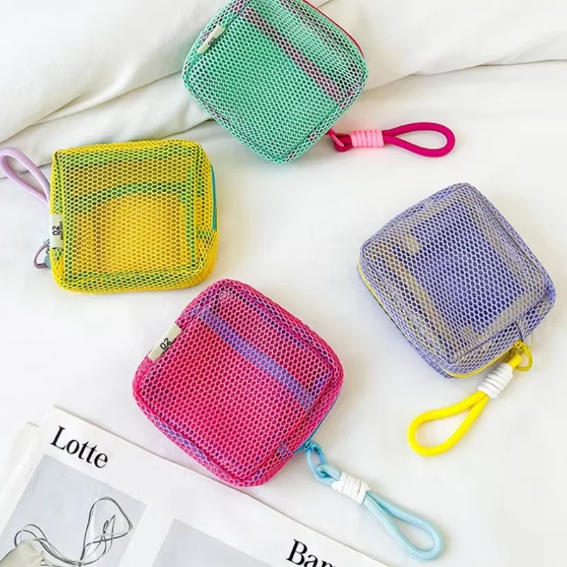 Mini-Geldbörse, tragbare Netz-Kosmetiktasche, Dopamin-Netztasche für Geld, Lippenstift, Lidschatten, Aufbewahrungstasche für Reisen und Einkaufen – Detail 3