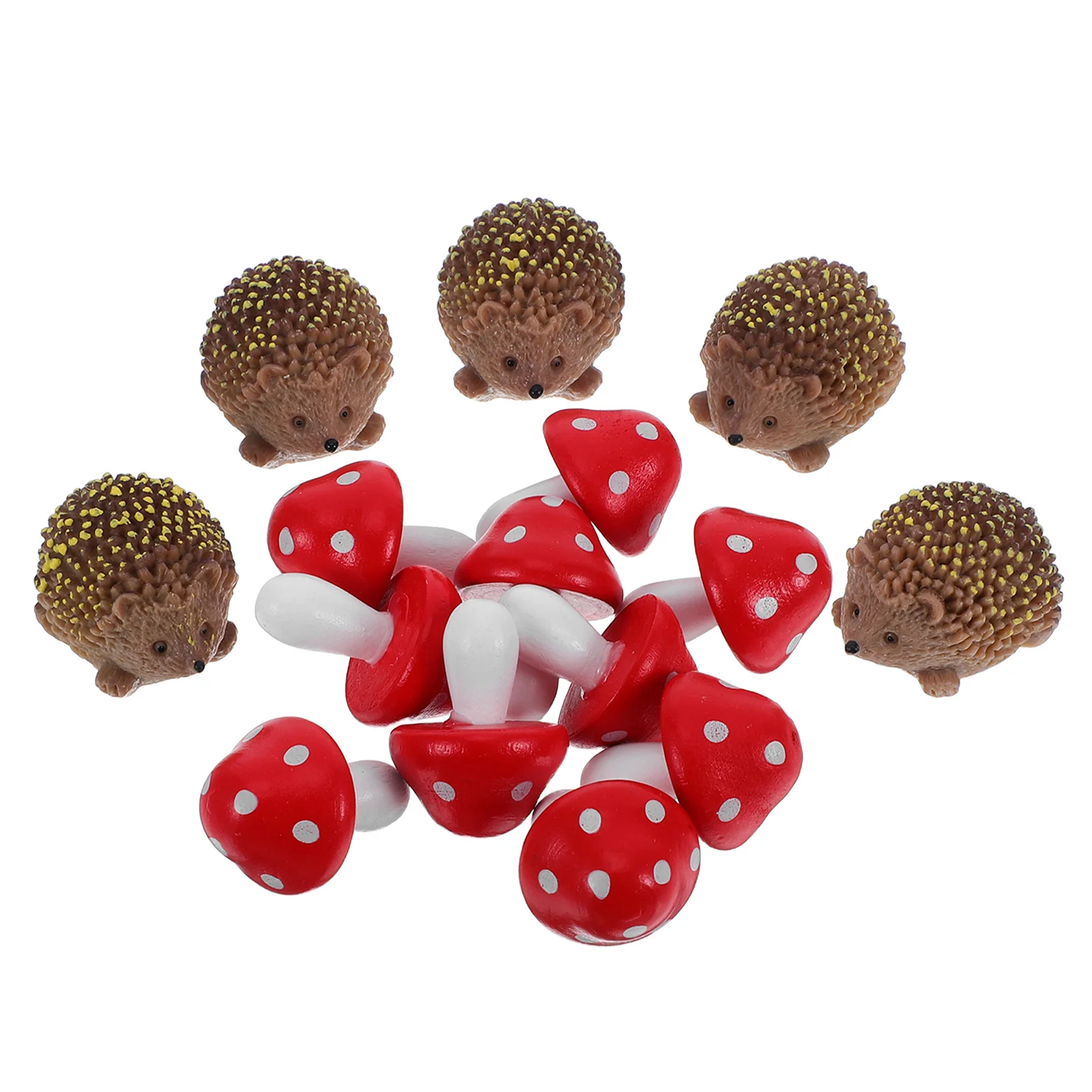 

Hedgehog Mushroom Model Garden Decor Cute Mini Decorative Mushrooms Figurine Resin Animal Figurines for Potted Plants