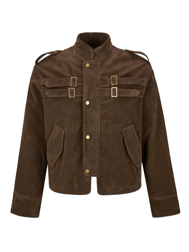 

AN Cleanfit American Sle Suede Jaet ort Wide ex Хлопковая верхняя одежда Faionable Metal Bule Splice Design Thiened