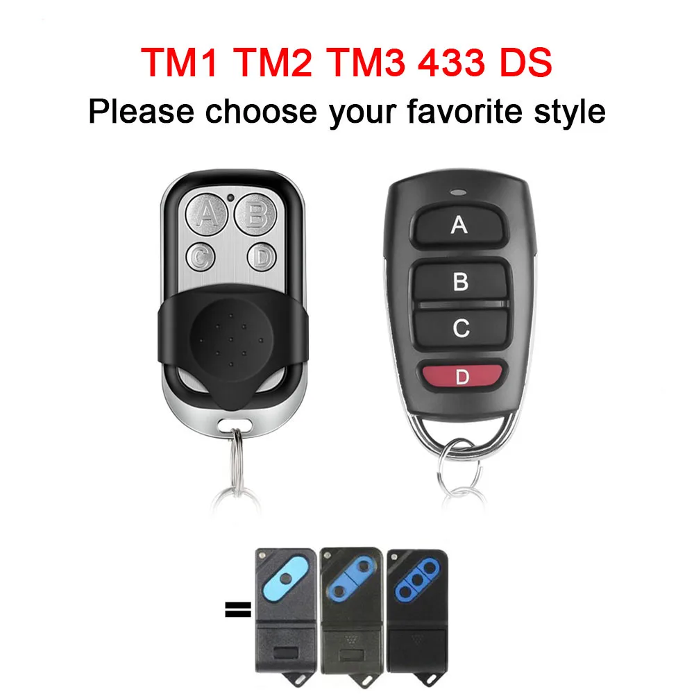 For TM1 433 DS / TM2 433 DS / TM3 433 DS 433MHz Fixed Code Garage Door Remote Control Gate Opener Handheld Transmitter