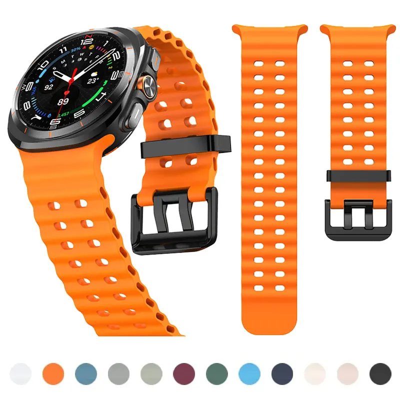 Marine Band For Samsung Galaxy Watch Ultra 47mm Sports Silicone Strap Bracelet For GalaxyWatch Ultra Smartwatch band Accessories