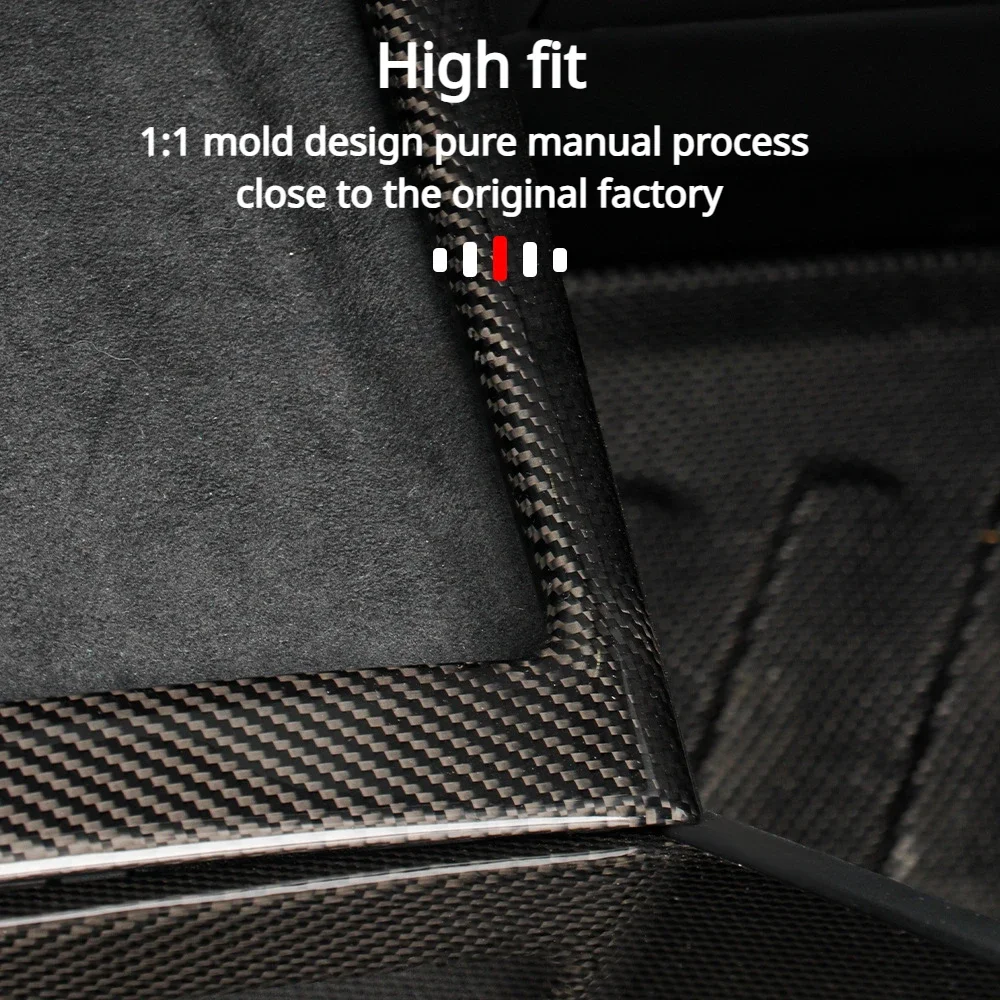 100% Real Carbon Fiber Center Control Side Frame for Tesla Model Y Juniper/Model 3 Highland Wireless Charging Screen Cover Decor