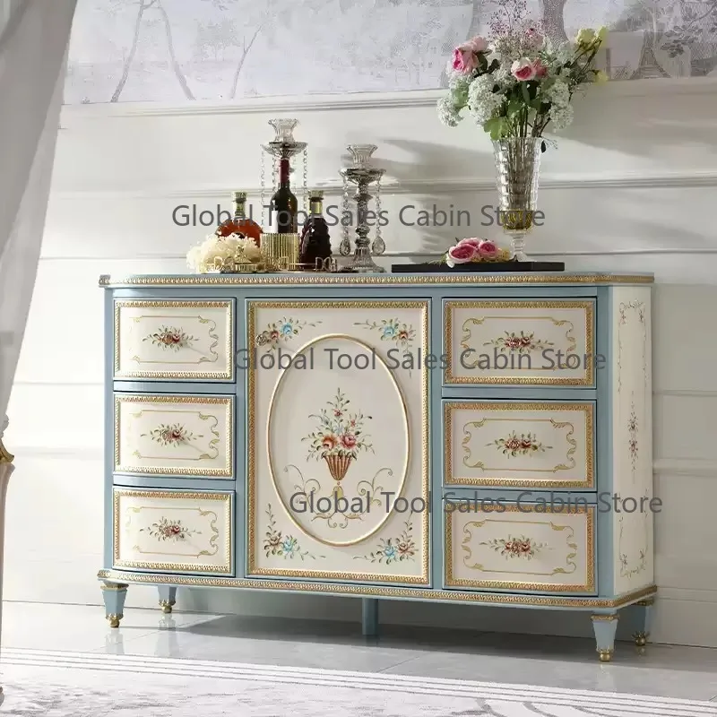 

French Vintage Style Sideboard Cabinet Dining Room Furniture Carved Buffet Cabinet Wood With Storage