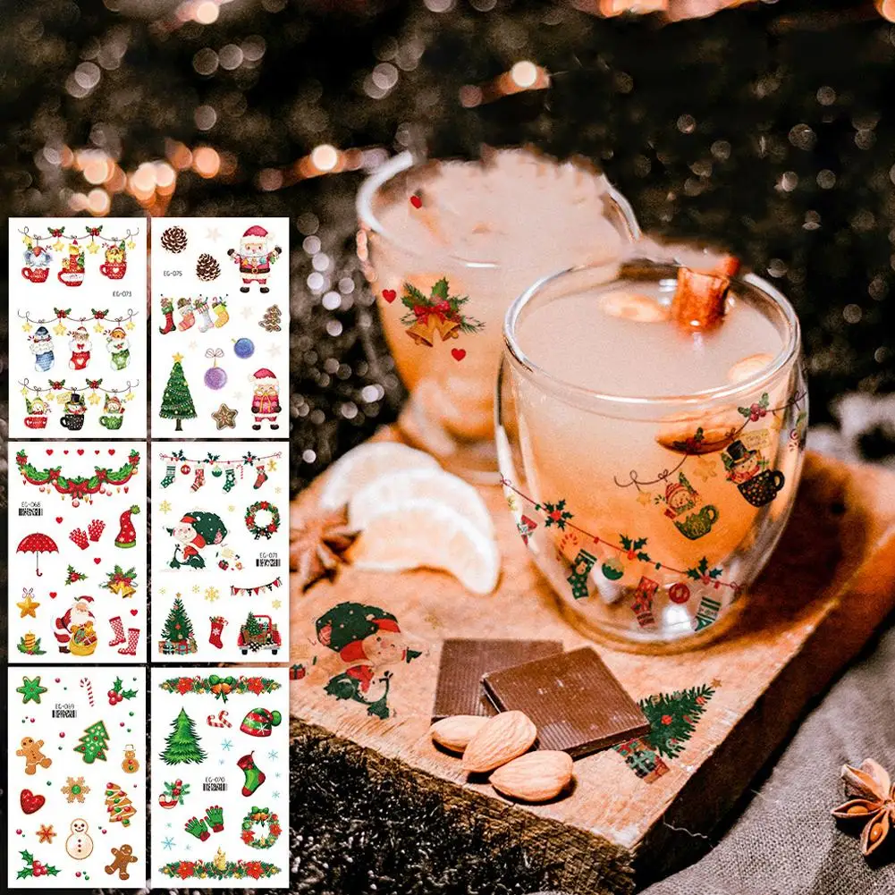 بريق عيد الميلاد ملصقات الوجه مقاوم للماء ندفة الثلج المتاح لصاقات وشم الكرتون بريق ملصقات 2026 جديد ديكور الوشم