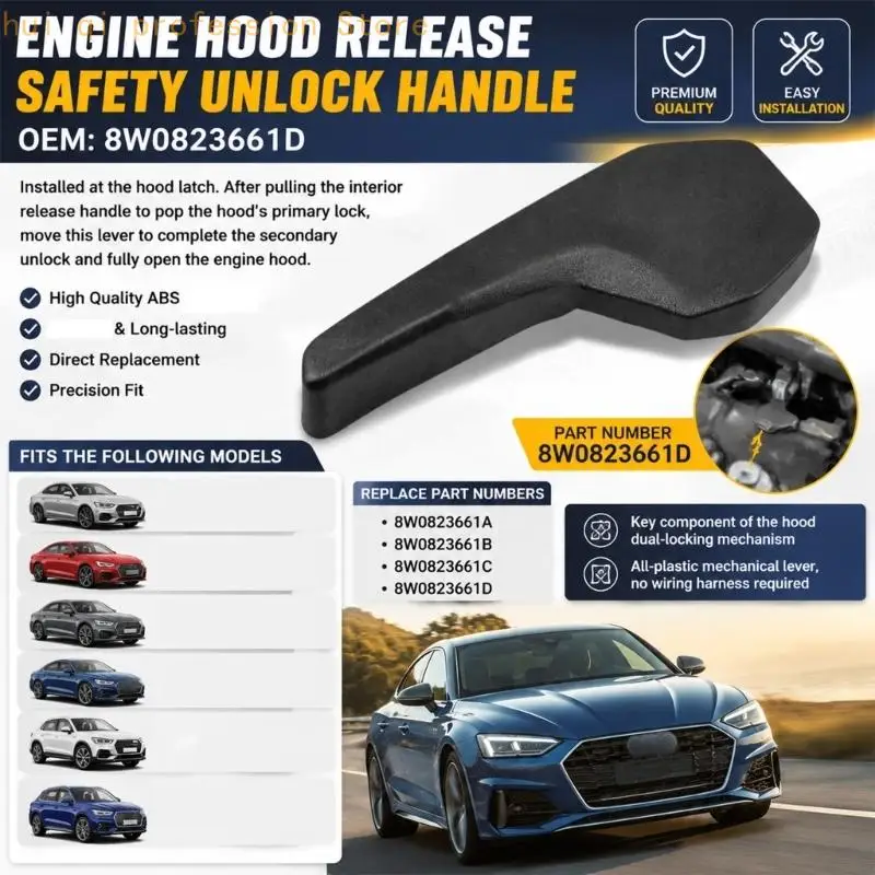 Haubenentriegelungshebel ohne Verkabelung für C8 RS7 Montageservice unter der Haube 8W0823661C H8WE – Detail 4
