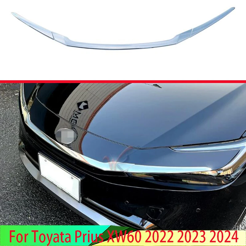 Car Accessories ABS Chrome Front Hood Bonnet Grill Grille Bumper Lip Mesh Trim Cover Molding For Toyata Prius XW60 2022 2023