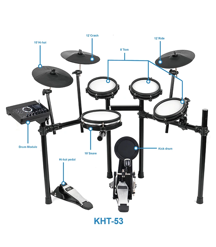 Hot Selling Digital Drum Instruments Musical Sensitive Sensing Electronic Drum Set KHT53