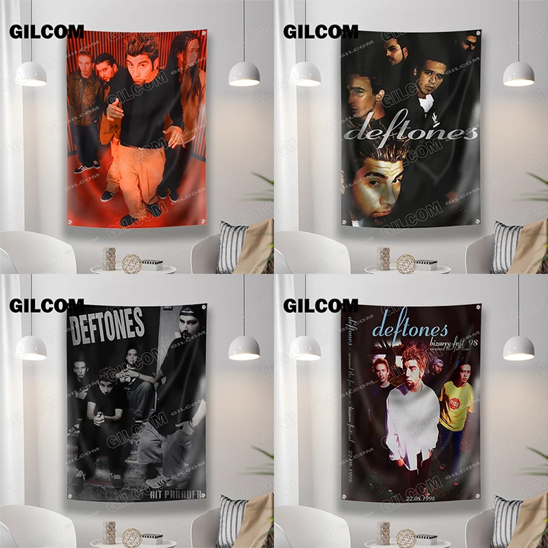 Pop Band Deftones Flags Hip Hop Singer Polyester Digital Printing Banner Retro Poster Music Album Wall Tapestry Room Bar Decor