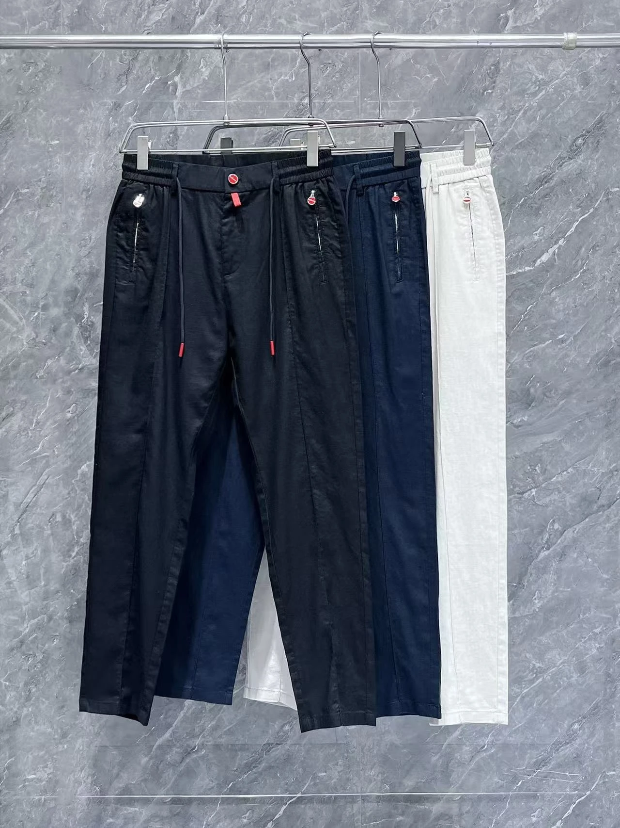 

Faionable Straight Leg Men's Casual Pants Kiton Spring Summer New Arrival Classic Pure Color Versatile Long Trousers