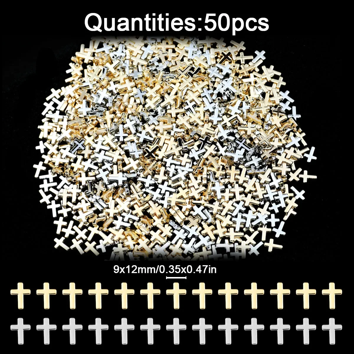 50/100/150pcs 9x12mm Golden Silvery CCB Plastic Cross Loose Beads for Jewelry Making Bracelet Necklace Keychain DIY Accessories