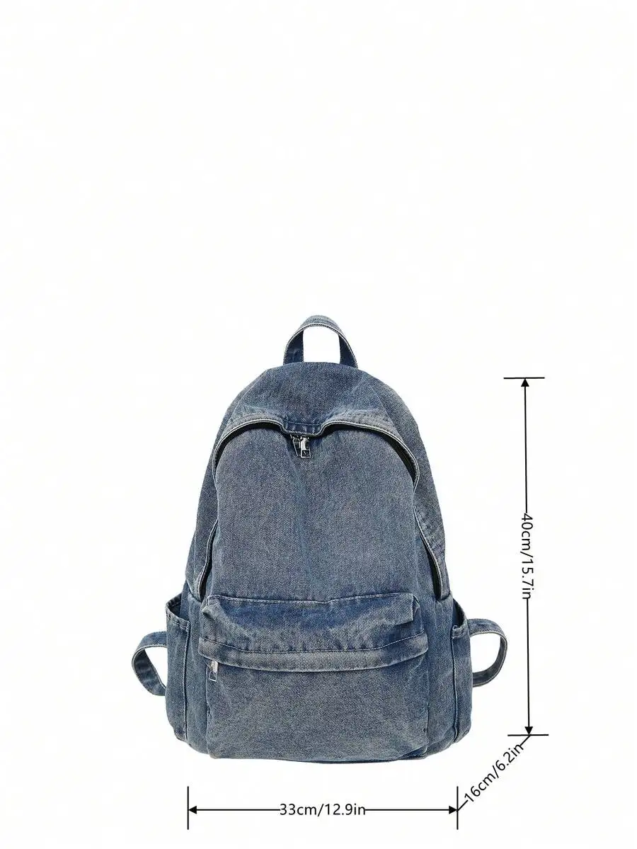 1pc Vintage Peach Tree Backpack For Men, Fashionable Solid Color, Adjustable Shoulder Straps, Zipper Closure, Casual Daypack, La