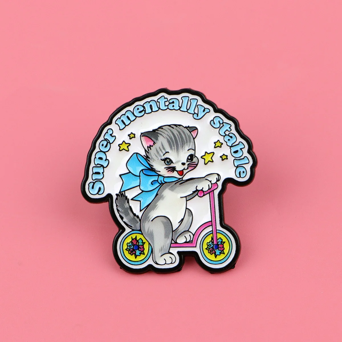 Niedlicher Cartoon-Katzen-Emaille-Pin, SUPER MENTALLY STABLE Kätzchen-Metallabzeichen, Tier-Brosche für Schmuck-Accessoires, Geschenke für Männer und Frauen
