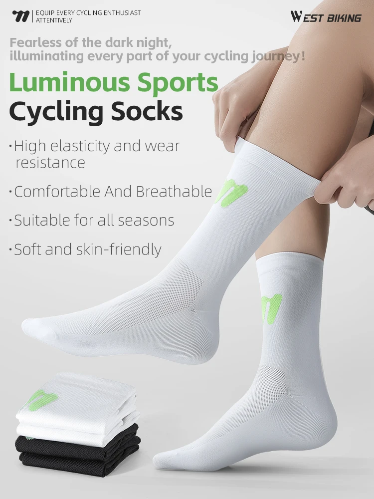 AliExpress NONE WEST BIKING Luminous Cycling Socks High Elastic Breathable All Season Sports Socks Sweat Fashion Casual Socks Cycling Equipment