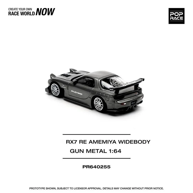 Pop Race 1:64 RE RX-7 Amemiya WIDEBODY Metal Die-Cast Car Model Collection Miniature