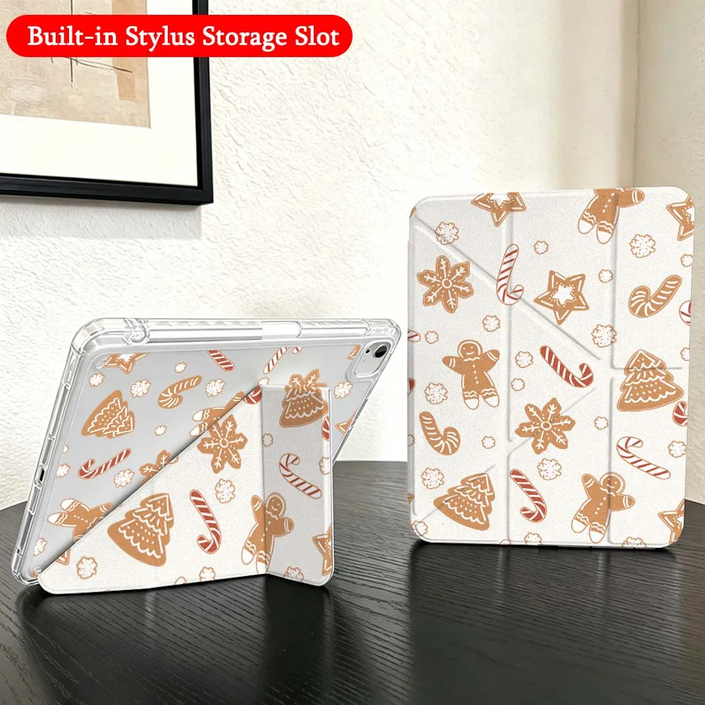 Gingerbread Cookies For iPad Mini Pro Air 5 6 7 8 9 10th 11th 11 9.7 10.9 13 inch Transparent Y-Shaped Folding Tablet Case