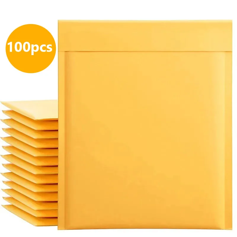 100pcs Packaging Supplies Kraft Paper Envelopes Shipping Packages Bubble Envelope Sending Package Packing Bag Mailer Delivery