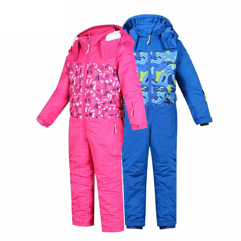 2022 Winter Girls Ski Jumpsuits Sport Snowboard Children Hooded Windproof Boys Snow Overalls Clothes Warm Outdoor Kids Ski Suits