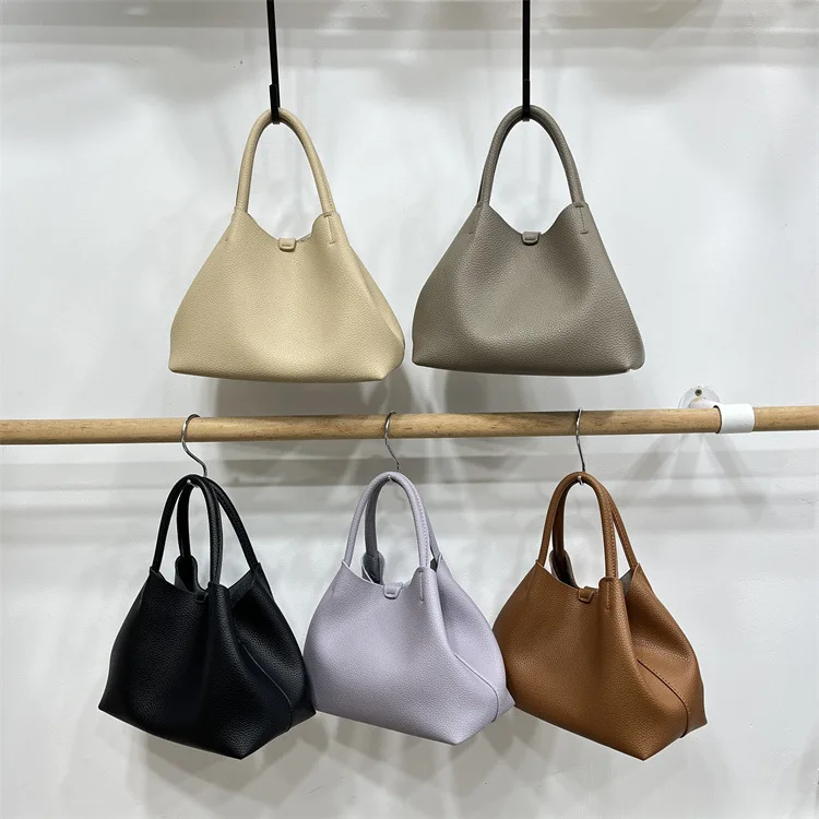 Luxury Brand 2024 Soft Leather Feeling Casual Bag Commuting Simple Niche Fashion Single Shoulder Crossbody Bucket Bag