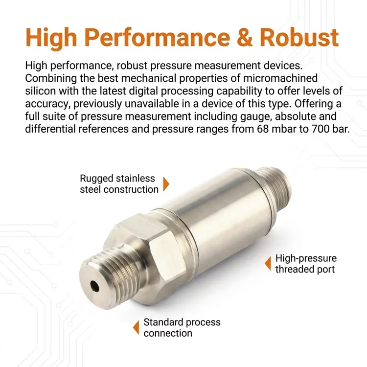 High-Precision Micromachined Silicon Pressure Sensor with 316L Stainless Steel Body & Digital Processing