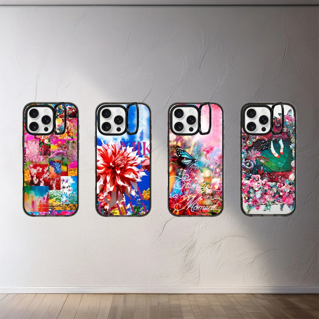 

Multicolor Flower Camera Stand 2.5 Acrylic Black Border Magnetic Phone Case Cover for IPhone 16 ~ 12 Pro Max Case