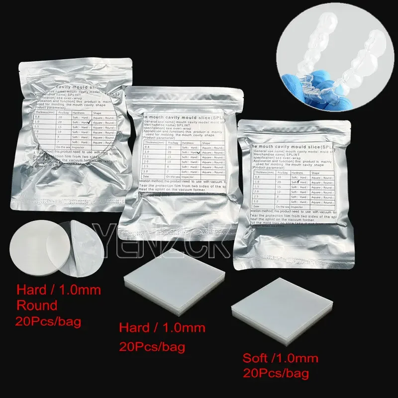 

20pcs/Bag Dental Splint Retainer Slice Vacuum Forming Sheet Soft Hard Thermoforming Material 1.0mm