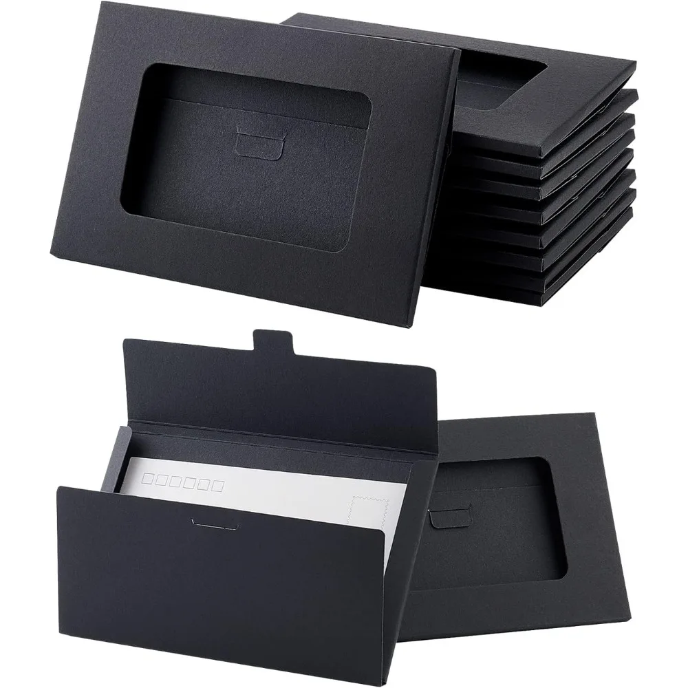 30 Packs Window Gift Card Envelopes, Black Postcard Envelopes Paper CardEnvelope Sleeve With Window Cardboard Business